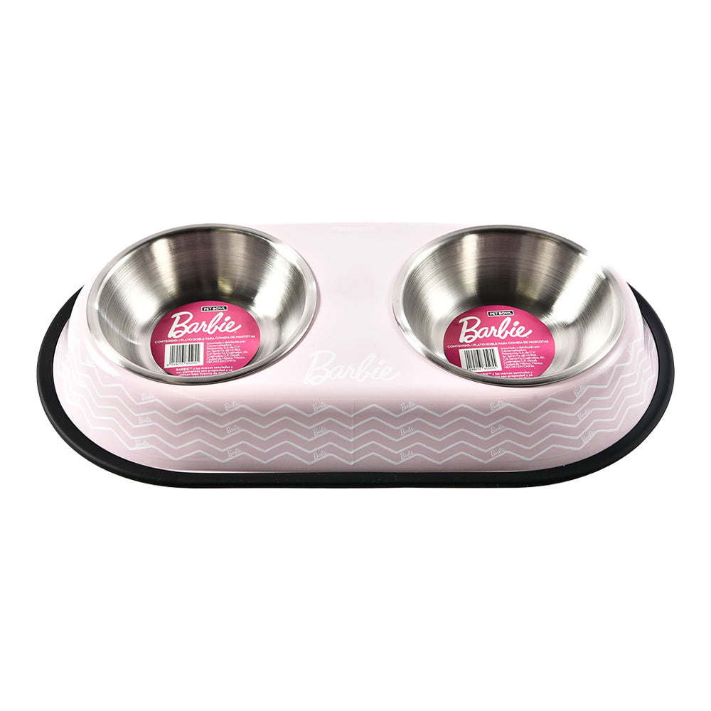BARBIE - Plato Doble Para Perro Diseño Rosa