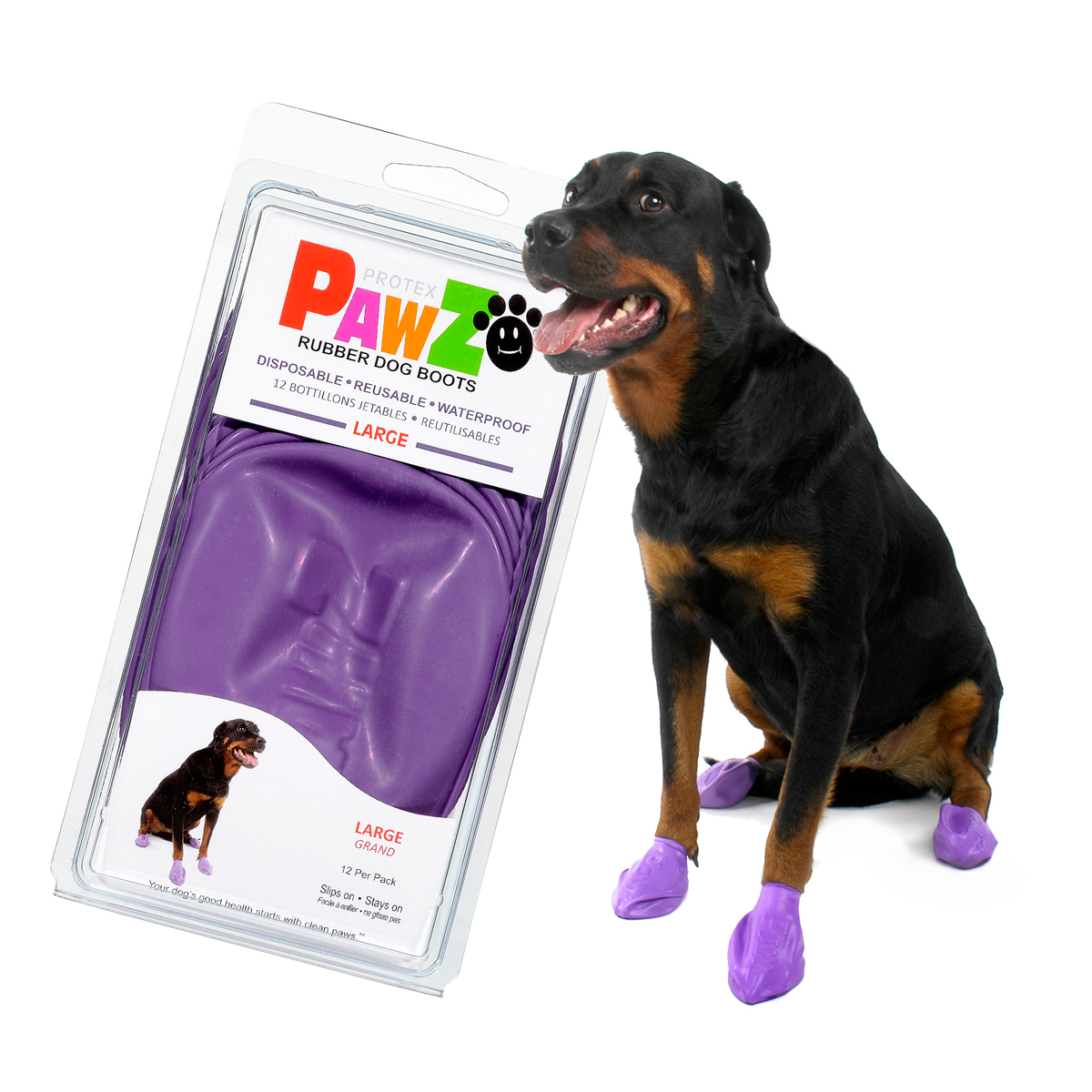 PawZ Botas de Caucho Reutilizables e Impermeables para Perro, Grande