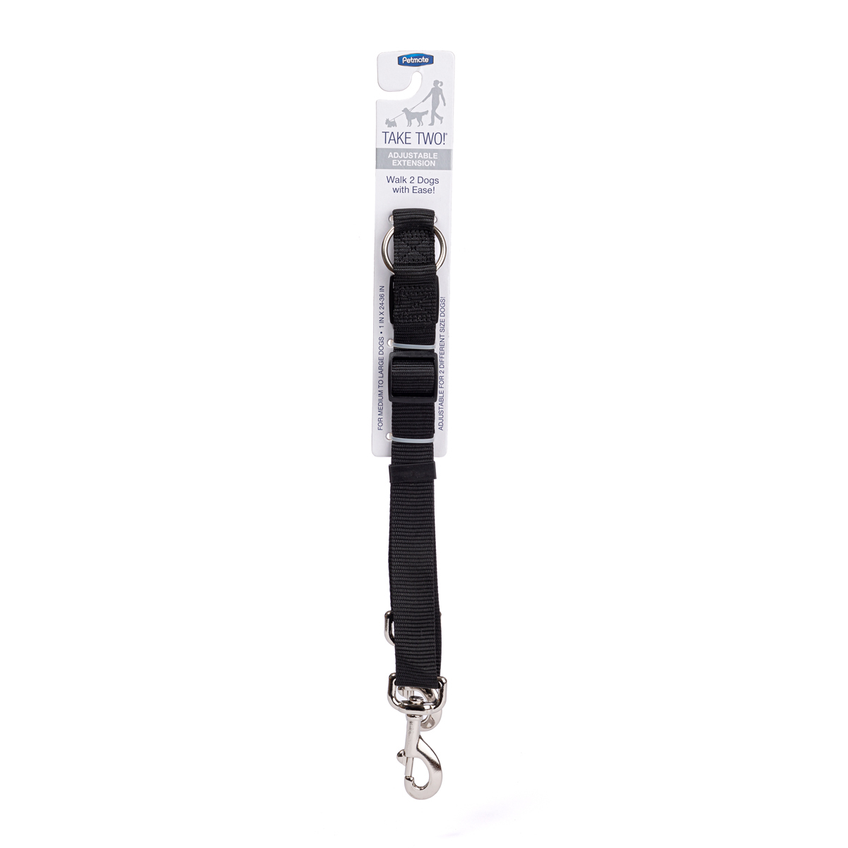 Petmate Acoplador con 2 Ganchos y Largo Ajustable para Correa para Perros, Mediano/Grande