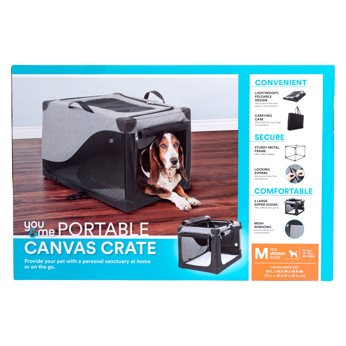 You & Me Transportadora Desarmable de Tela Gris para Perro, Mediano