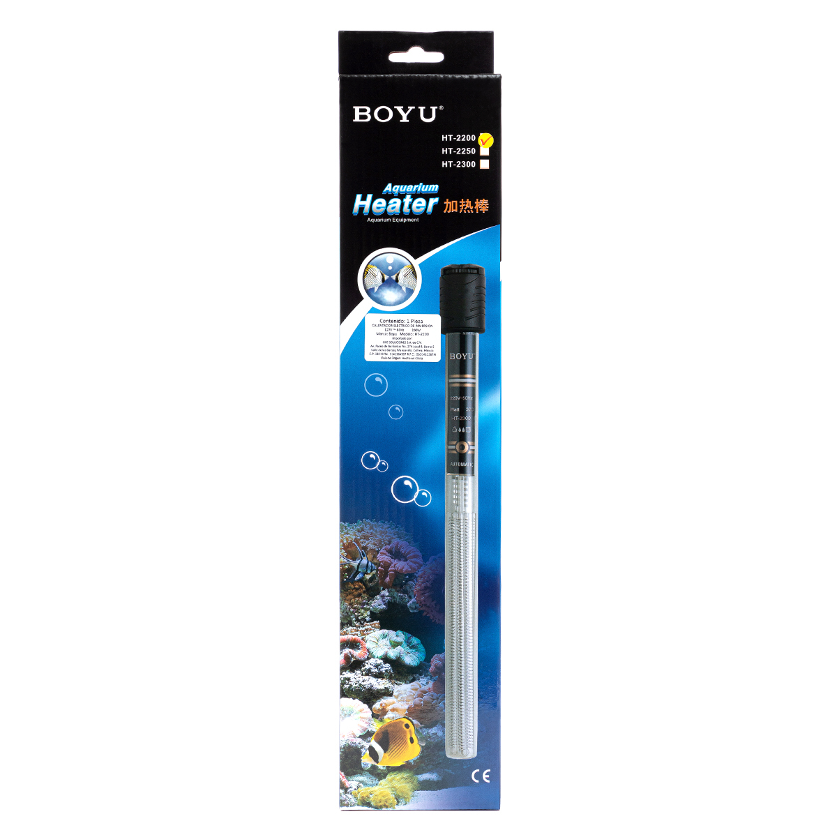 Boyu Calentador con Termostato para Peces, 3 cm Ancho x 19 cm Largo