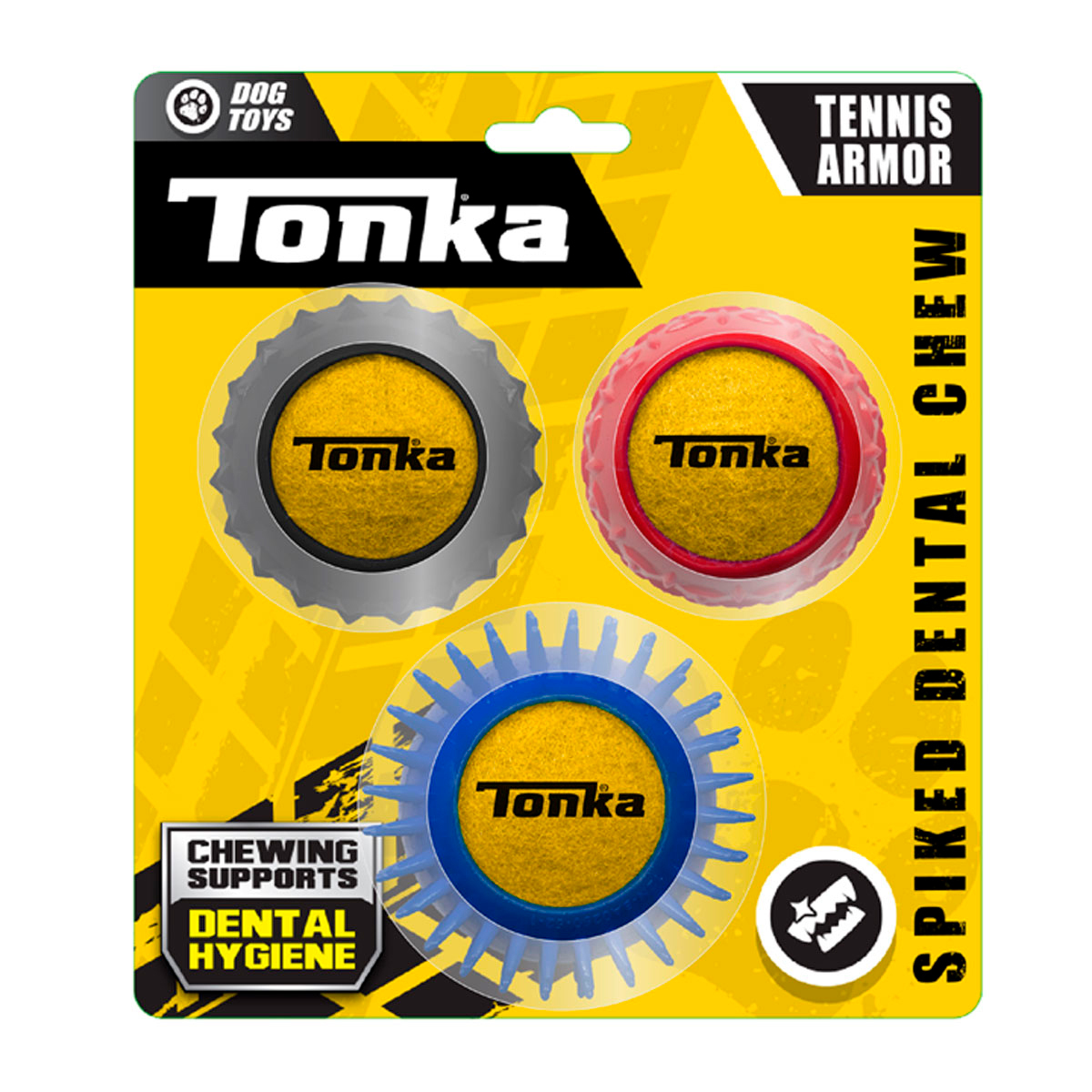 Tonka Set de Pelotas de Tenis con Recubrimiento Dental para Perros, 3 Piezas