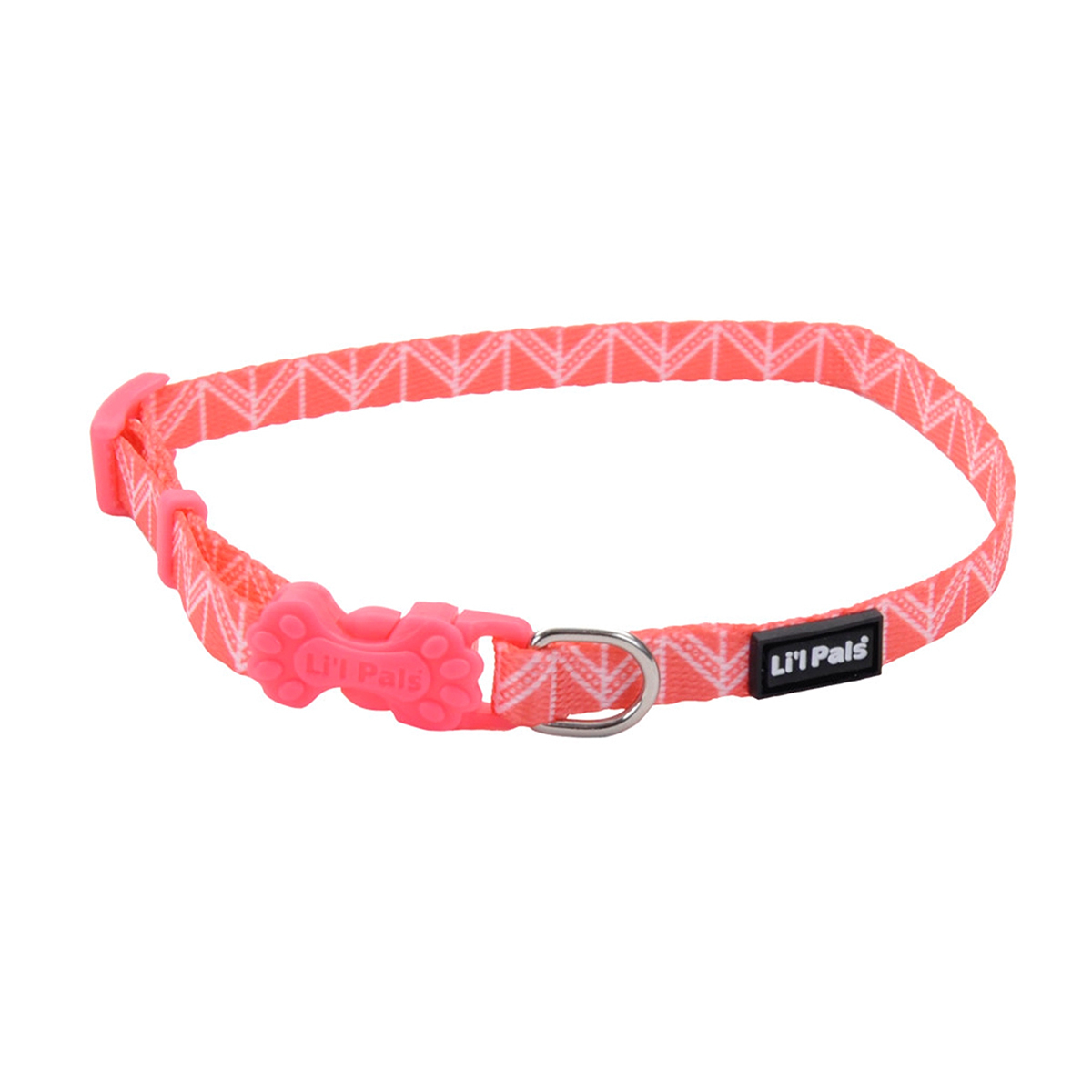 Li'l Pals Collar Rosa de Poliéster Diseño Chevrónpara Perro Raza Miniatura, Chico