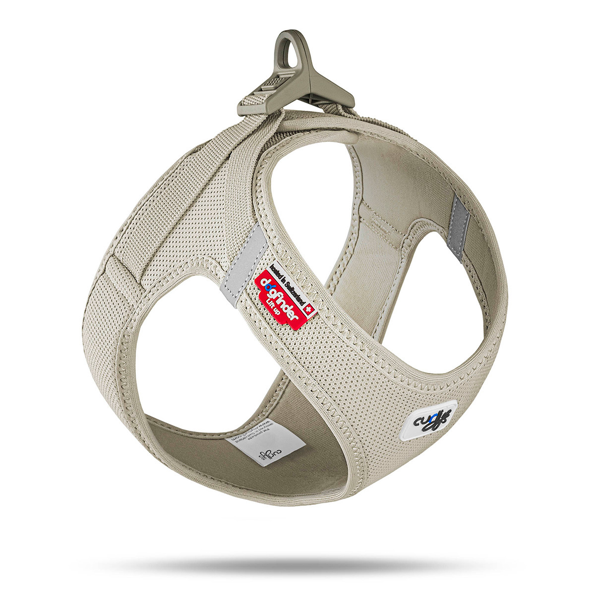 Curli Arnés Clasp Air Mesh Color Beige Ajuste Romano para Perro, Mediano