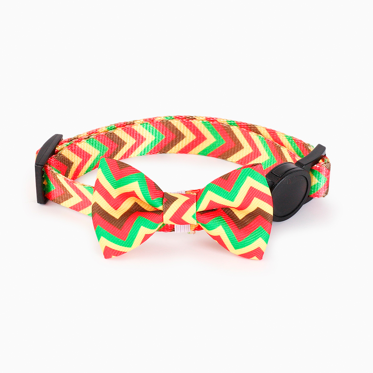 HugSmart Collar con Broche de Seguridad y Moño Patrón Chevron para Gato, Grande