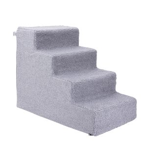Pet2go Escalera de Espuma de Poliuretano de Alta Densidad para Mascotas, 4 Peldaños
