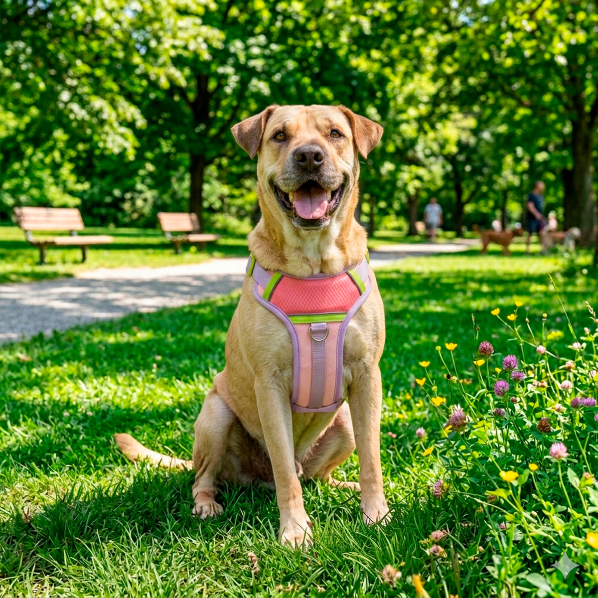 Youly Adventure Reflective Arnés Rosa Ajuste Romano con Detalles Neón para Perro, Mediano