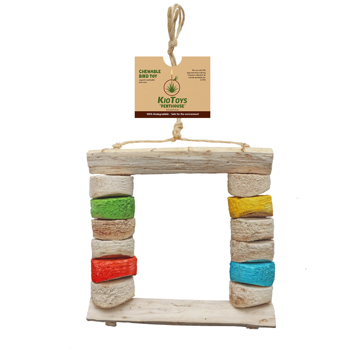 Kiotoys Juguete Penthouse para Ave Elaborado con Quiote de Yucca, 21.6 cm