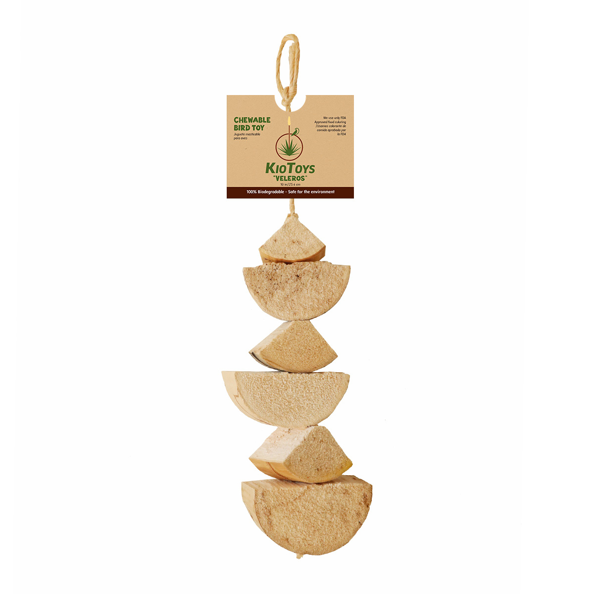 Kiotoys Juguete Velero para Ave Elaborado con Quiote de Yucca, 25.4 cm