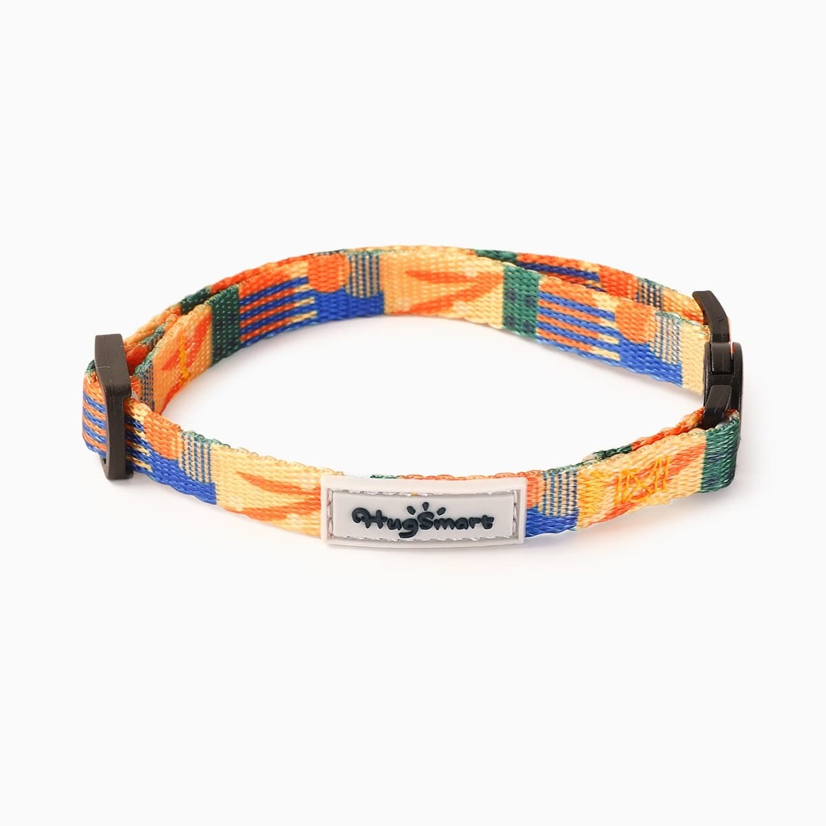 HugSmart Collar con Broche de Seguridad Patrón Geométrico Naranja para Gato, Chico