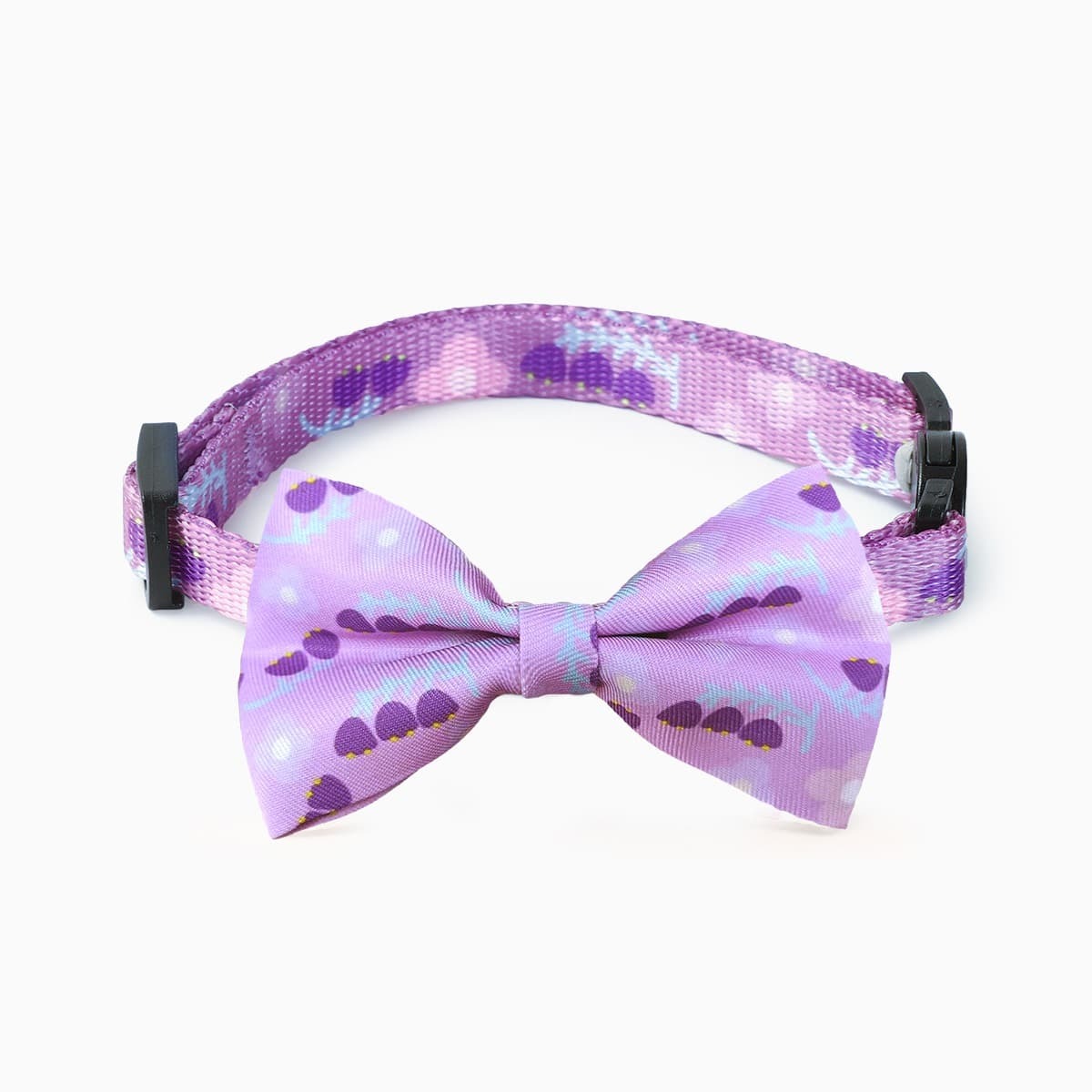 HugSmart Collar Morado con Broche de Seguridad y Moño Patrón Floral para Gato, Chico