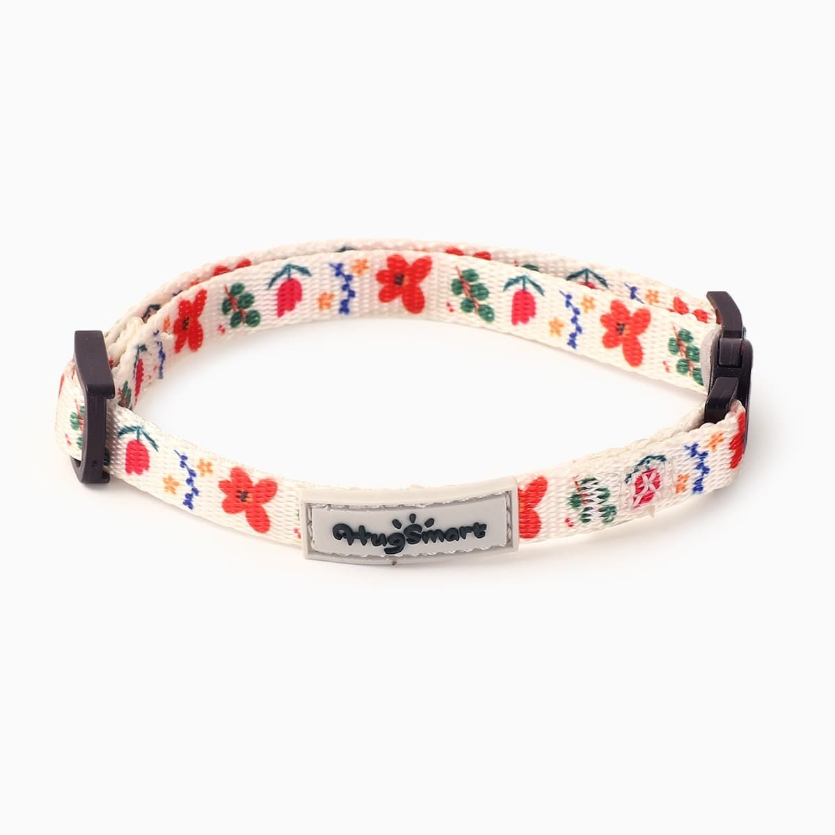 HugSmart Collar Blanco con Broche de Seguridad Patrón Jardín para Gato, Chico