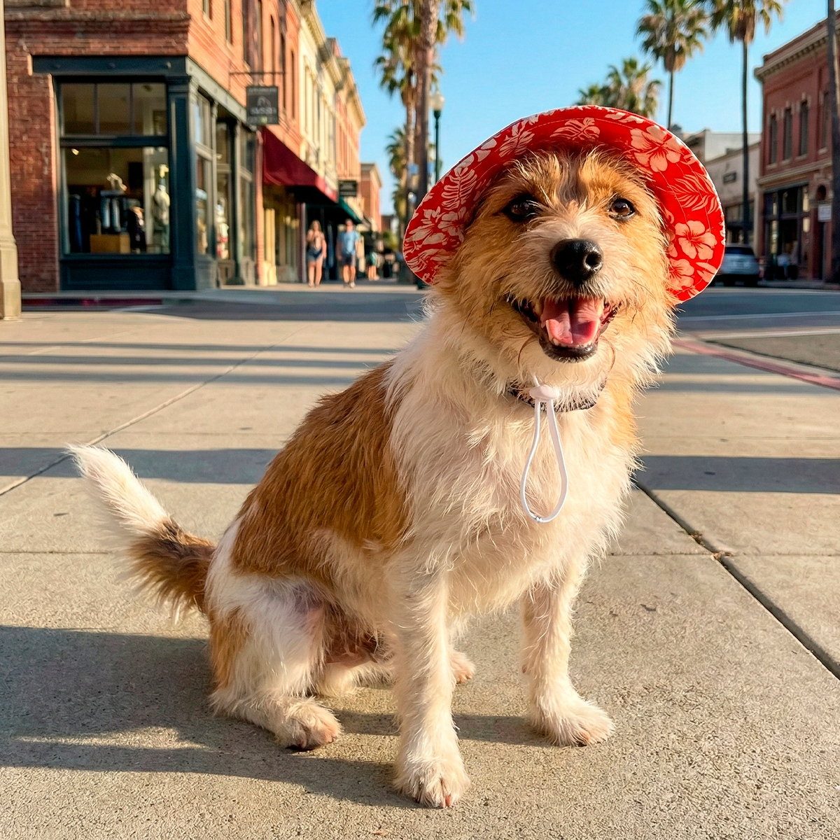 Youly Spring & Summer Sombrero Rojo con Patrón Hawaiano para Perro, X-Chico/Chico