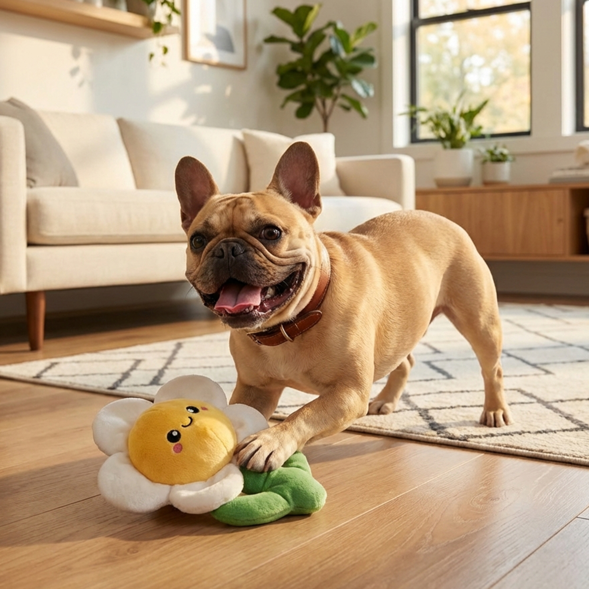 HugSmart Puppy Garden Margarita de Peluche con Pelota Interior para Perro, Mediano