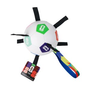 FIFA Power Grip Balón de Fútbol con Tiras de Tela para Perro, Mediano/Grande