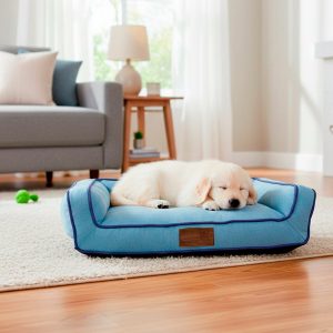 Gravity Brotherhood Cama Tipo Sillón con Bordes Altos Color Azul Claro para Perro, Mediano