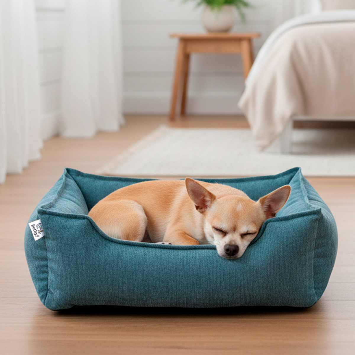 Pet2go Premium Cama Rectangular con Bordes Altos Color Turquesa para Perro, X-Chico