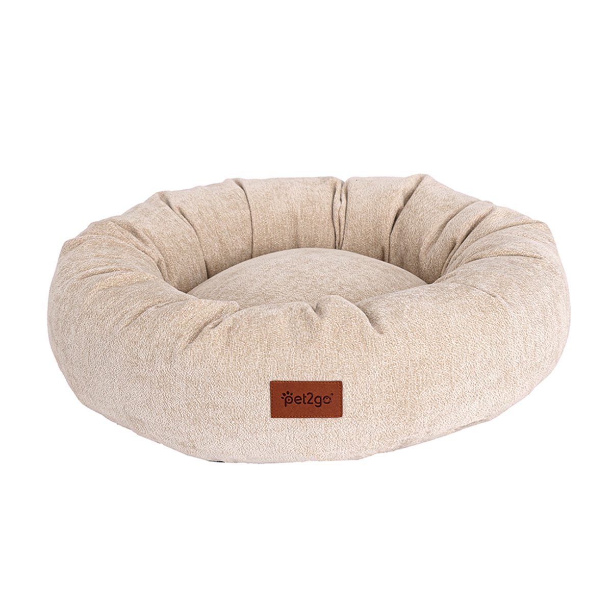 Pet2go Premium Cama Beige Antiestrés Circular con Bordes Altos para Perro, X-Chico