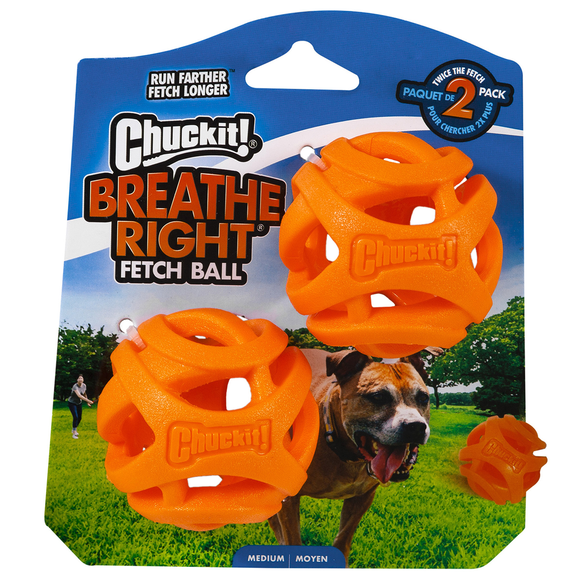 Chuckit! Breathe Right Set de Dos Pelotas Huecas para Perro, Mediano