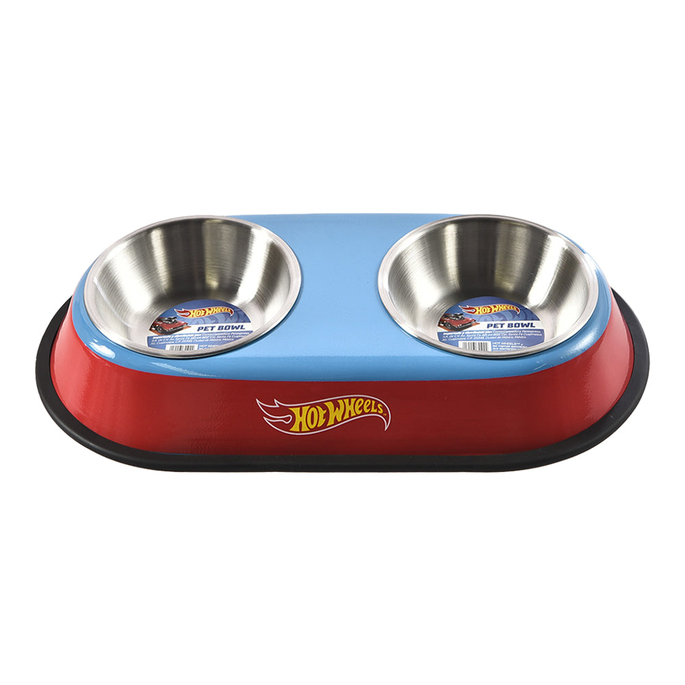 HOT WHEELS - Plato Doble Para Perro Diseño Rojo