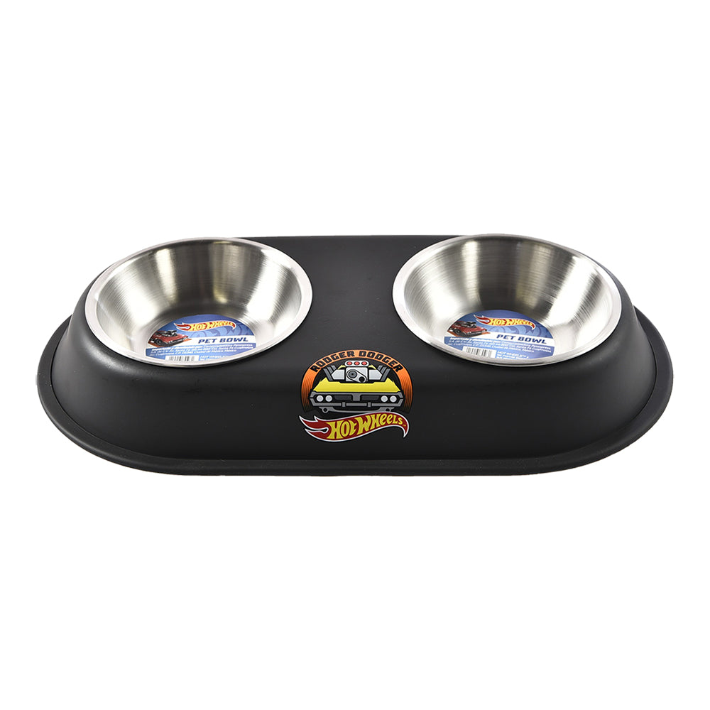 HOT WHEELS - Plato Doble Para Perro Diseño Negro
