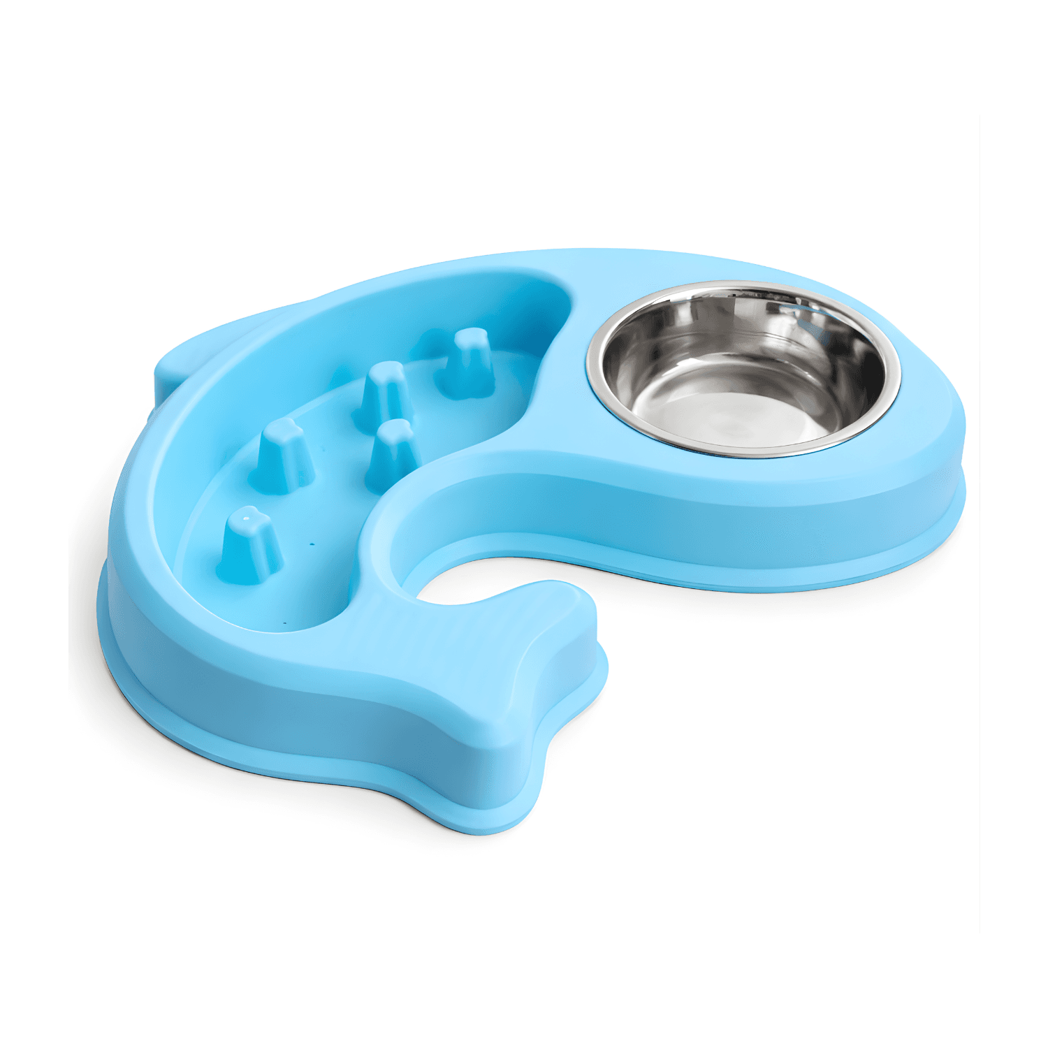 Plato pez con bowl de acero - Azul