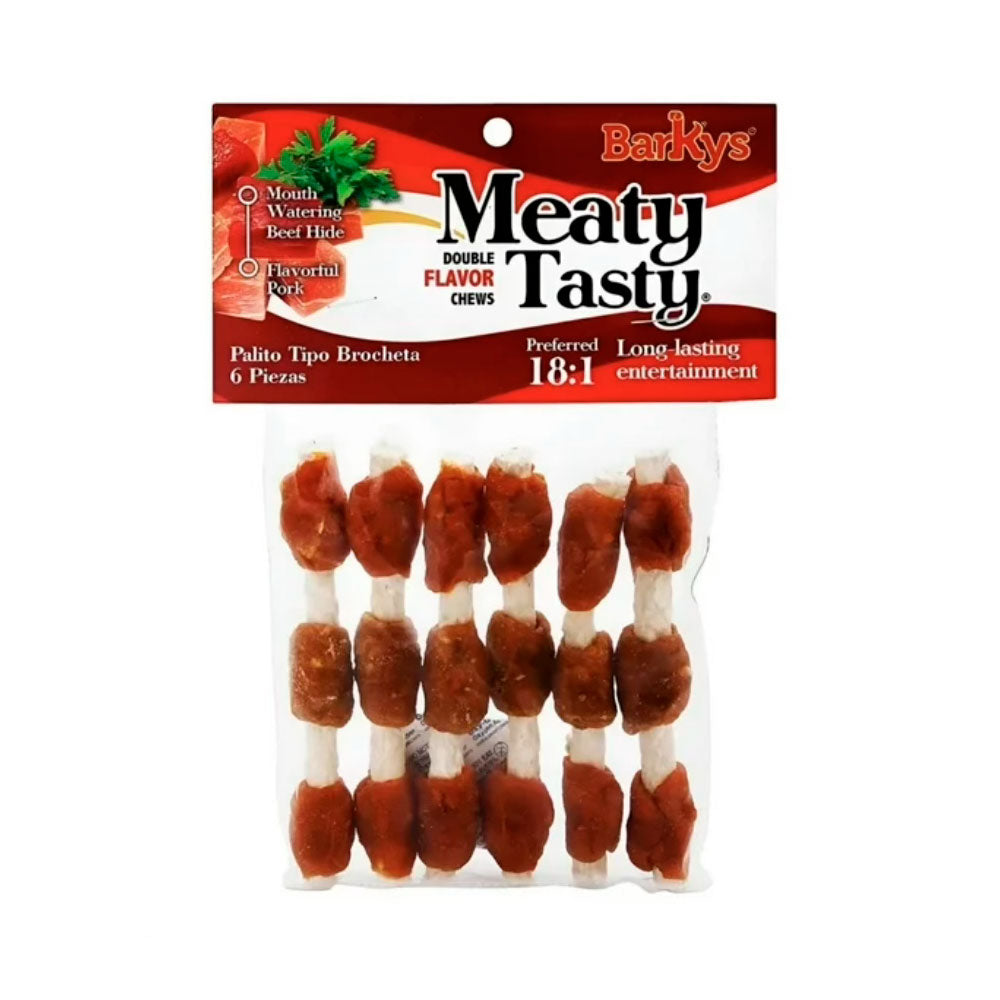 BARKYS - Premios Para Perro Meaty Tasty Brochetas de Res 6 Pzs