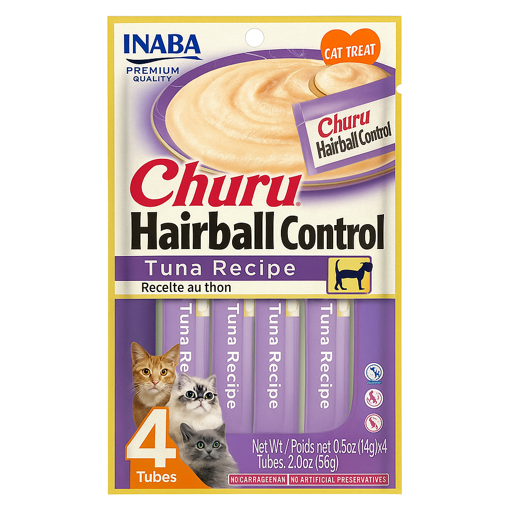 CHURU - Premio Hairball Control Para Gato Sabor Atún 4 Pzas