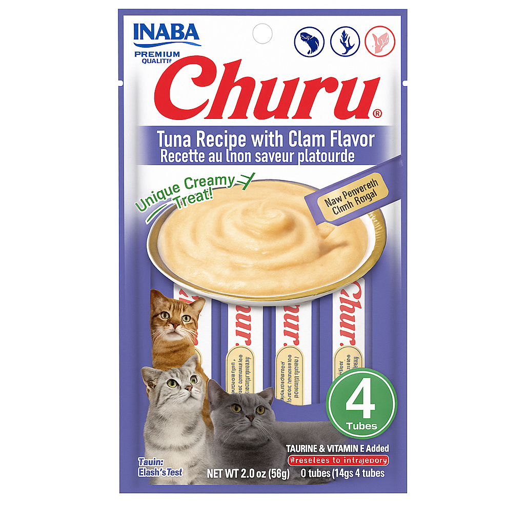 CHURU - Premio Para Gato Premium Atún y Almeja 4 Pzas
