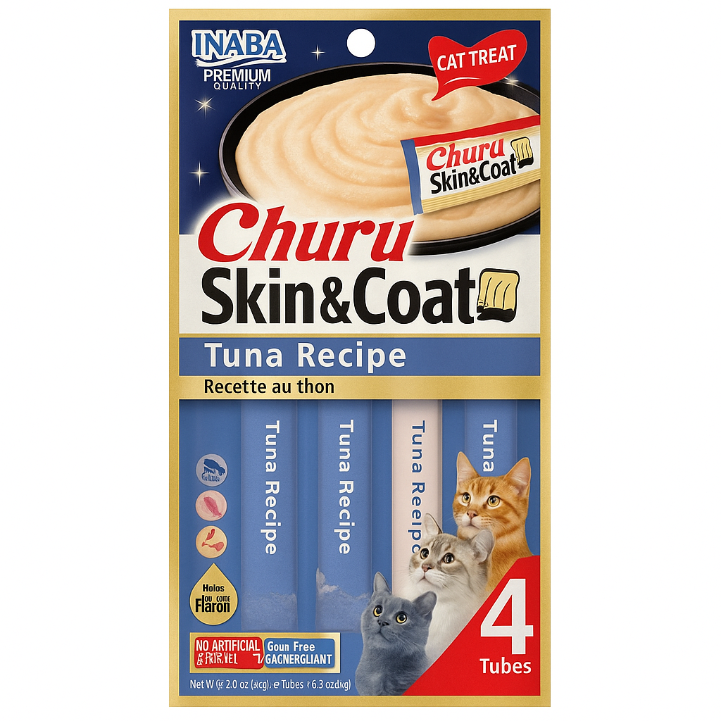CHURU - Premio Para Gato Premium Skin & Coat Atún 4 Pzas