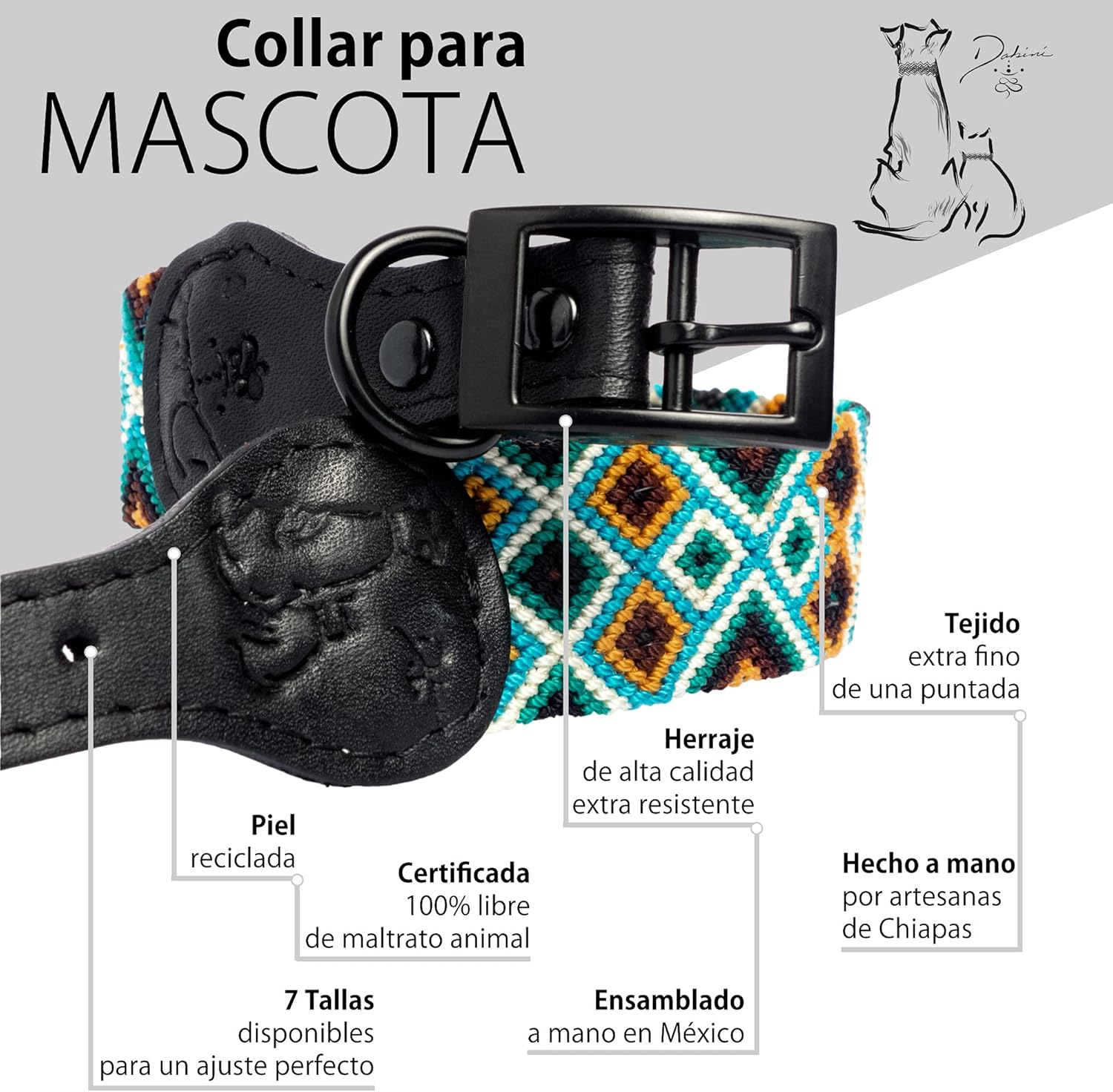 Dakini Collar Artesanal Para Perro Con Acabados de Lujo, Extra Resistente , Talla M - 3.5 CM - Image 6