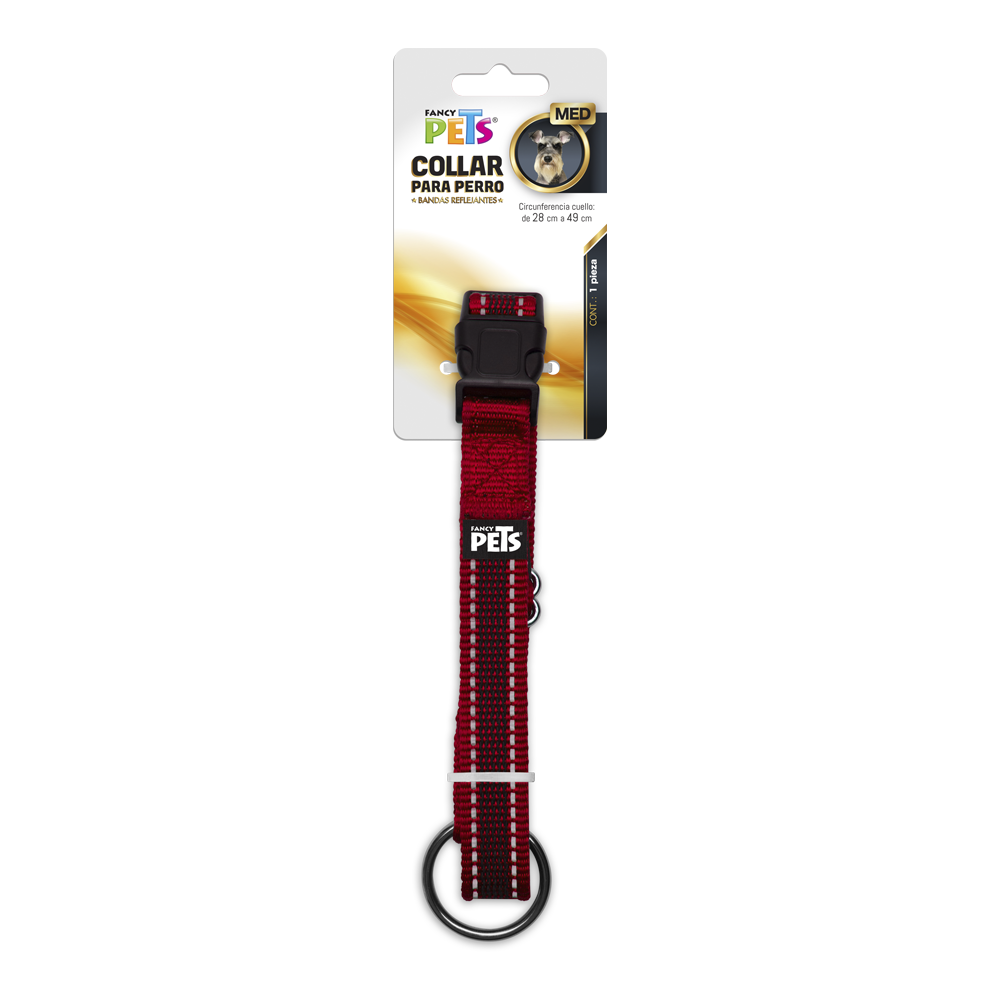 FANCY PETS - Collar Reflejante Rojo Para Perro Med