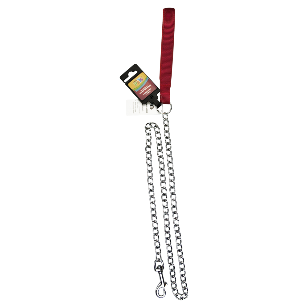FANCY PETS - Correa De Cadena Metálica Roja Parar Perro 120 Cm
