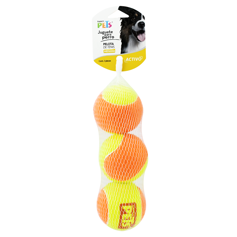 FANCY PETS - Pelota Bicolor Mediana Para Perro 3 Pzas