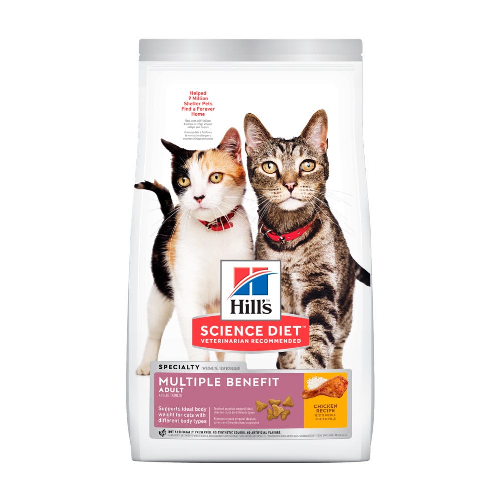 HILL'S SCIENCE DIET - Multiple Benefit Alimento Seco Para Gato Adulto Control De Peso Y Hairball 3.17 Kg