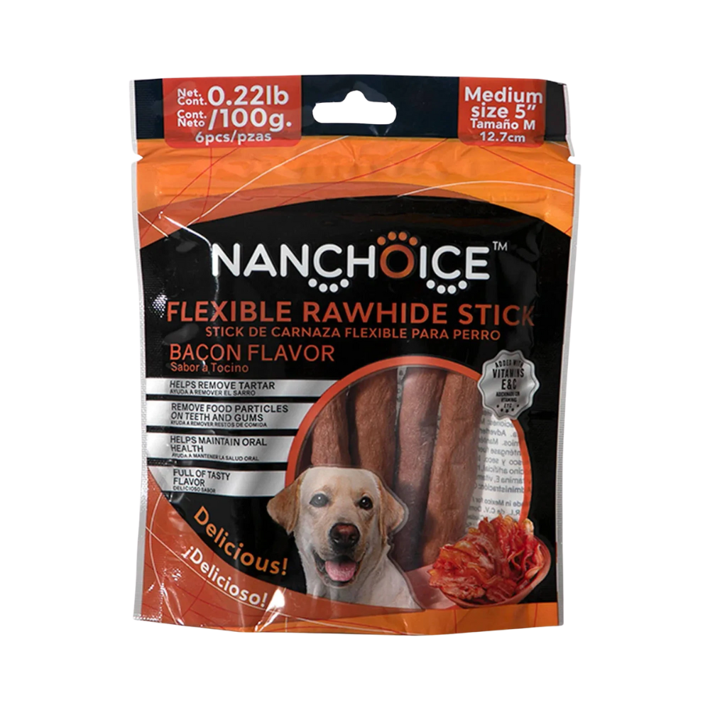 NANCHOICE - Palitos Para Perro Sabor Tocino 6 Pzas