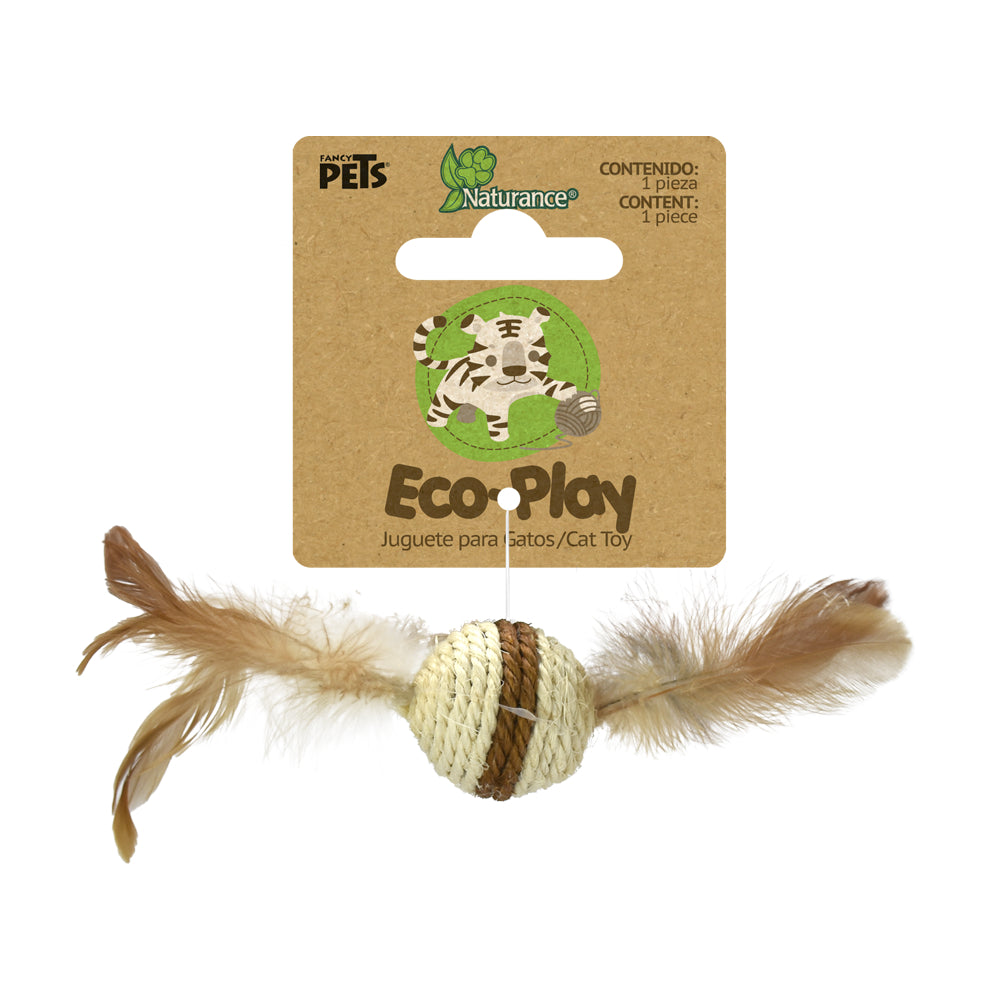 NATURANCE - Juguete Eco Bola Con Plumas Para Gato