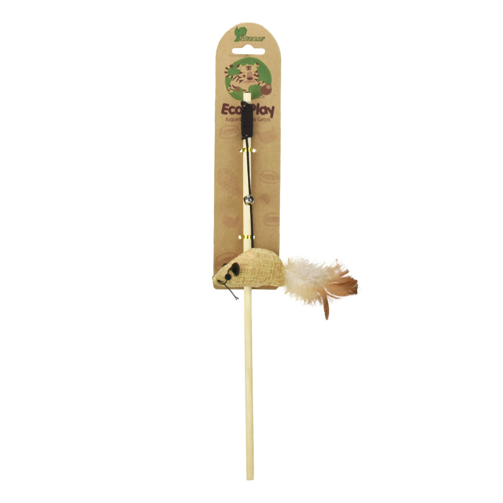 NATURANCE - Caña de Juguete Eco Para Gato Con Plumas