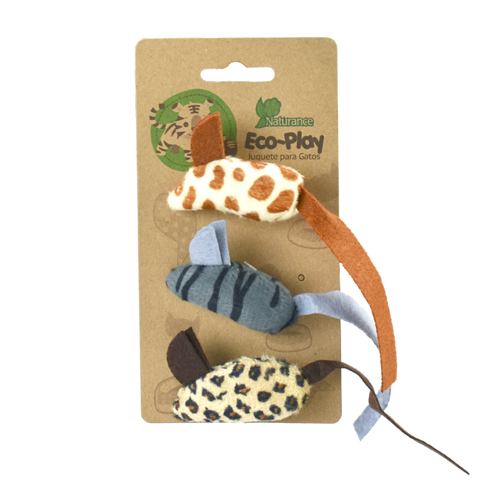 NATURANCE - Juguete Para Gato Ratones De Eco 3 Pzas