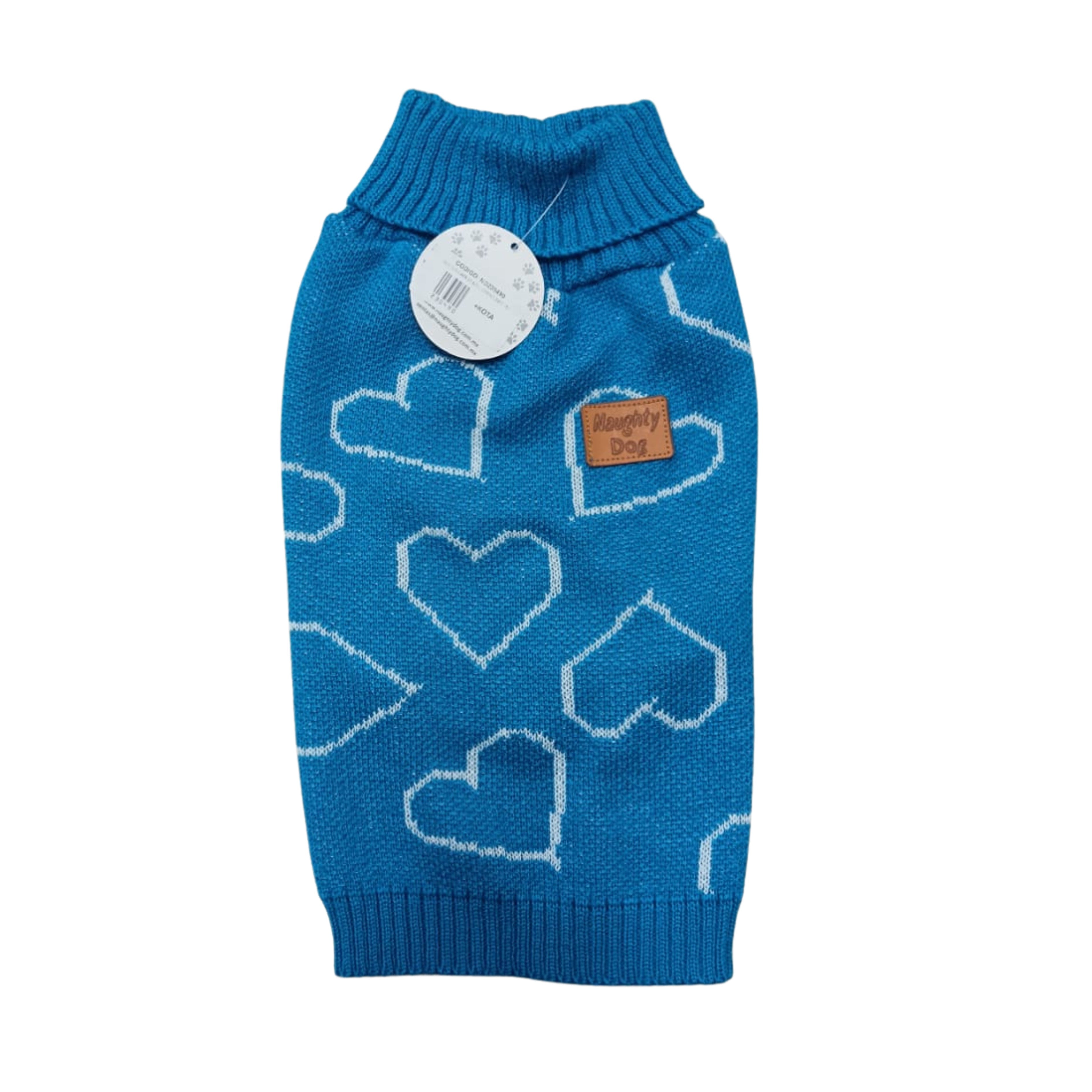 Naughty Dog - Suéter Para Perro Capa Color Azul Con Corazones MD