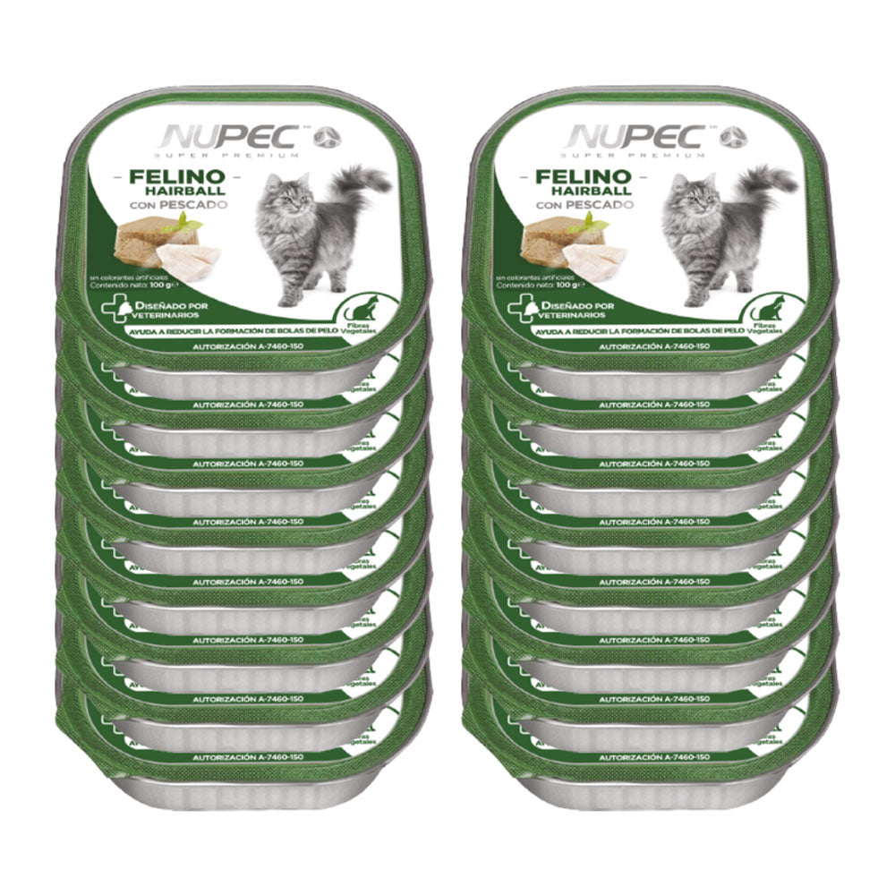 NUPEC - Pack Alimento Húmedo En Lata Para Gato Adulto Hairball 16 Pz De 100 g