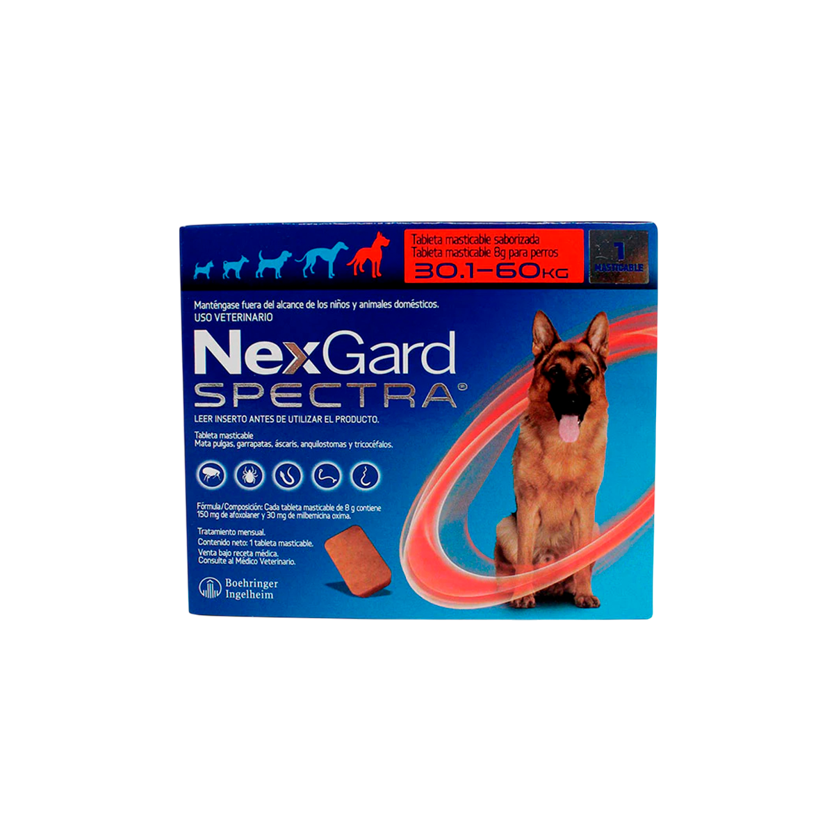 NexGard Spectra Antipulgas y Garrapatas (1 tableta) - XL 30.1 A 60 KG