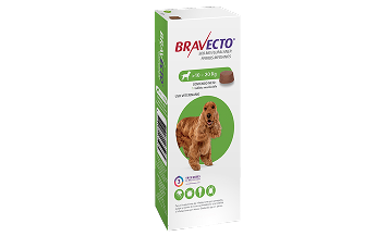 MSD BRAVECTO - Tableta Antipulgas 500 Mg Para Perro De 10 A 20 Kg 3 Meses de Protección
