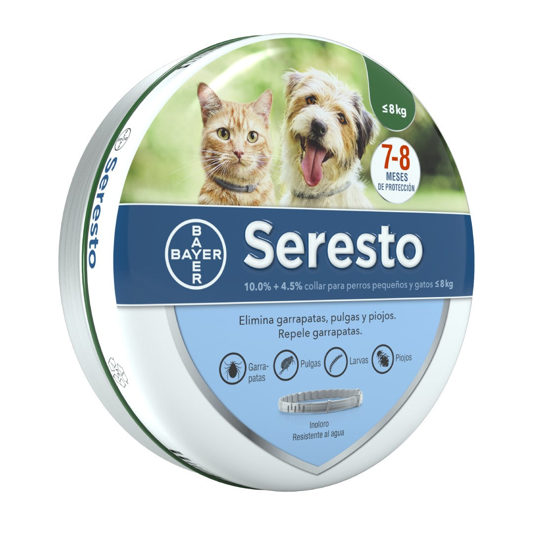 SERESTO - Collar Antipulgas y Garrapatas Para Perros Pequeños y Gatos Menores a 8 Kg