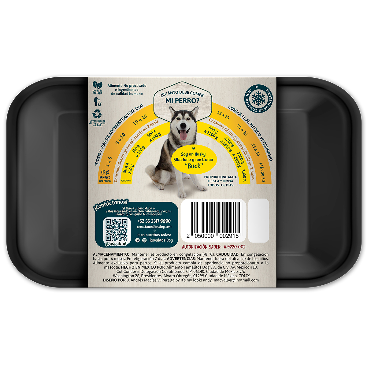 Tamalitos Dog Alimento Natural Congelado Para Perro Adulto Proteína Pollo - 800 GRAMOS - Image 2