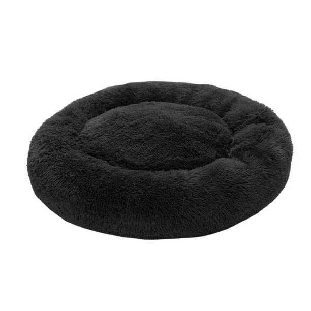 Cama Redonda Calentita — Negra · Textura Shaggy Ultra Suave