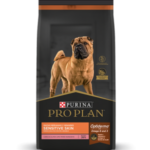 Pro Plan Optiderma Sensitive Skin Alimento Seco para Perro Adulto Razas Mediana/Grande Receta Salmón y Arroz, 3.0Kg