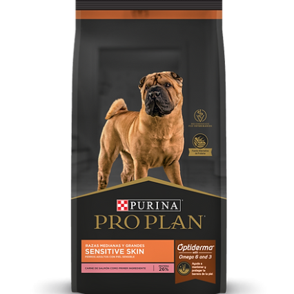 Pro Plan Optiderma Sensitive Skin Alimento Seco para Perro Adulto Razas Mediana/Grande Receta Salmón y Arroz, 3.0Kg