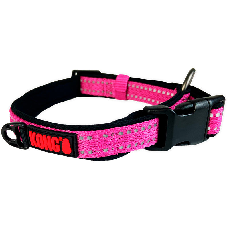 KONG Collar Suave Chico— Rosa · Ajustable y Reflectante para Perros