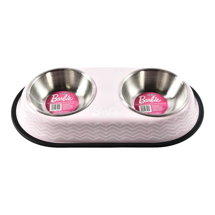 BARBIE - Plato Doble Para Perro Diseño Rosa